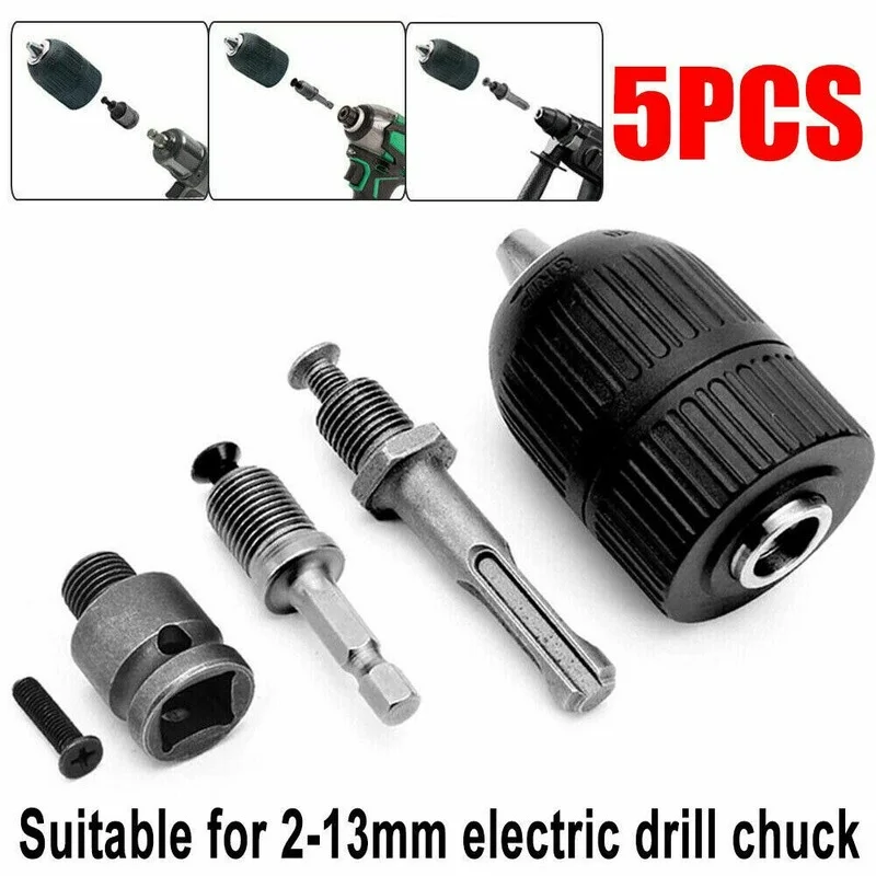2mm-13mm Keyless Drill Chuck Quick Change Conversion Square Shank Adapter 