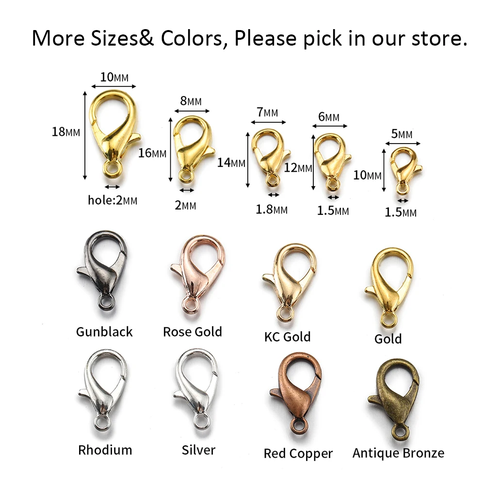 50sets 10/14mm Lobster Clasps Jump Rings for Bracelet Necklace Hooks Chain Closure Keychain End Connector DIY Jewelry Making
