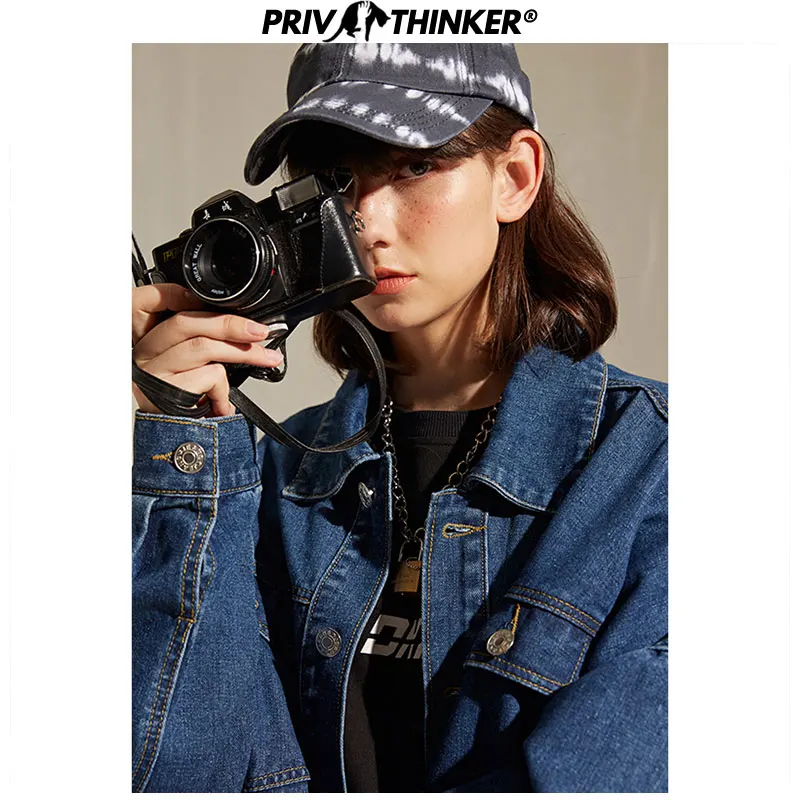 Privathinker осенние карго куртки женские Рабочие Топы модные джинсовые куртки с карманами женская верхняя одежда модные пальто Denmin