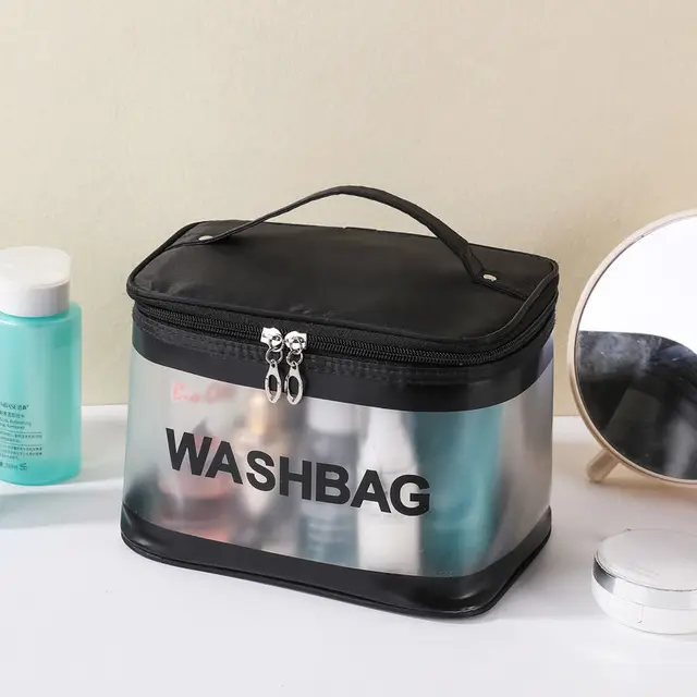 Women's Cosmetic Bag Female 2021 New Portable Travel Waterproof Large Capacity Storage Box Fashion Makeup Toiletry Bag Organizer Big Black