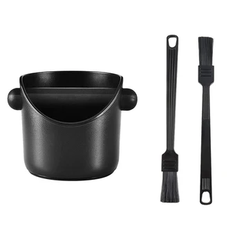 

Coffee Grounds Box Grounds Trough Coffee Knocking Grounds Bucket Non-Slip Coffee Machine Accessories with 2 Brushes