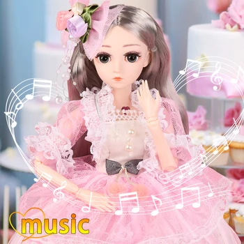 

UCanaan BJD Doll With Music 1/4 SD Dolls 18inch 18 Ball Jointed Dolls With Full Outfits Clothes Wig Shoes Makeup Toys For Girls