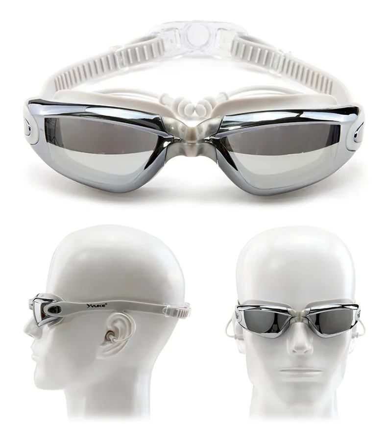 Adults HD Anti-Fog UV Protection Swimming Goggles Water Sport Women Men Diving Swim Glasses With Nose clip earplug swimming cap