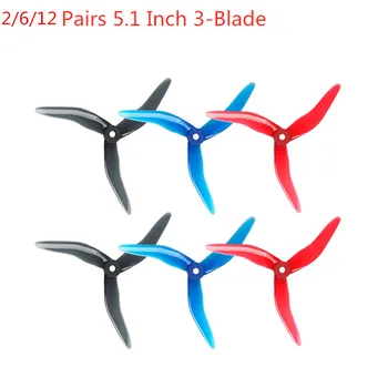 

2/6/12 Pairs DALProp NEPAL N1 51435 5.1 Inch Freestyle Sweepback 3-Blade Propeller POPO For Racing Drone FPV Model Spare RC Part