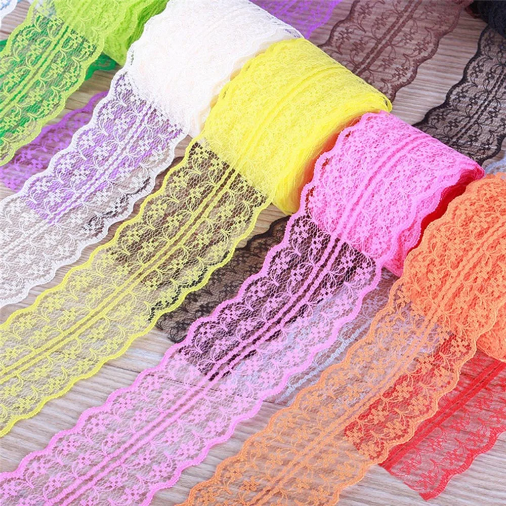 Lace Ribbon 10Yards 4.5cm DIY Apparel Sewing Fabric White Black Blue Pink Purple Red Trimming Gift Packaging