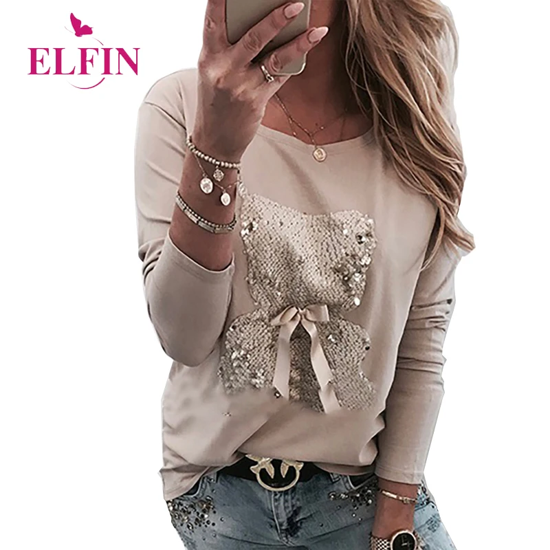 

Kawaii Long Sleeve Women T-shirt Casual Round Neck Graphic Tees Spring 2020 Woman Clothes SJ5095R