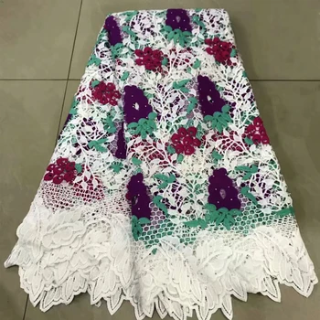 

2019 Latest African Cotton Lace Fabric 5YardsHigh Quality Nigerian French Pure Cotton Embroidery african Lace Fabrics for women