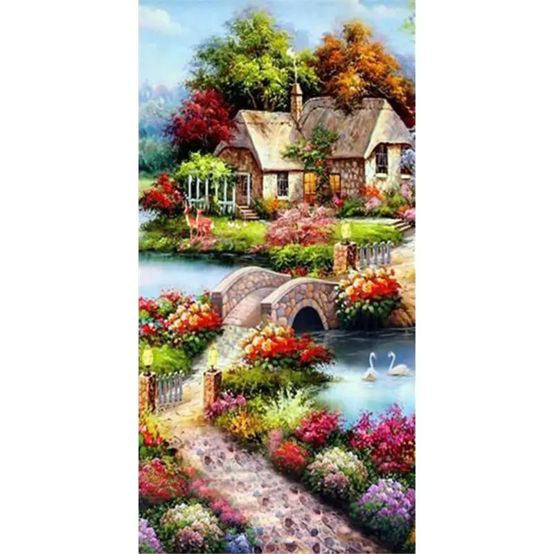

House Bridge DIY 5D Full Drill Diamond Painting Embroidery Cross Stitch Kit Rhinestone Mosaic Home Decor Craft