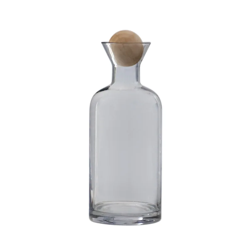 Nordic Style Glass Carafe Water Pitcher with Wood Lid Cold Drinks Tea Jug Waterkoker Household Drinkware Clear Bottle | Дом и сад