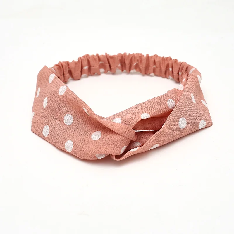 C14 Fashion Women Hair Accessories Bow Chiffon Floral Hair Band Headband Fabric Cross Knotted Korea Headdress ladies Hoop - Цвет: C14