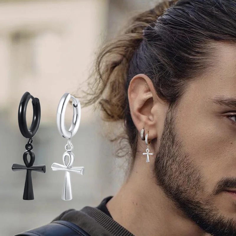 Man Earring,Egyptian Ankh Cross 