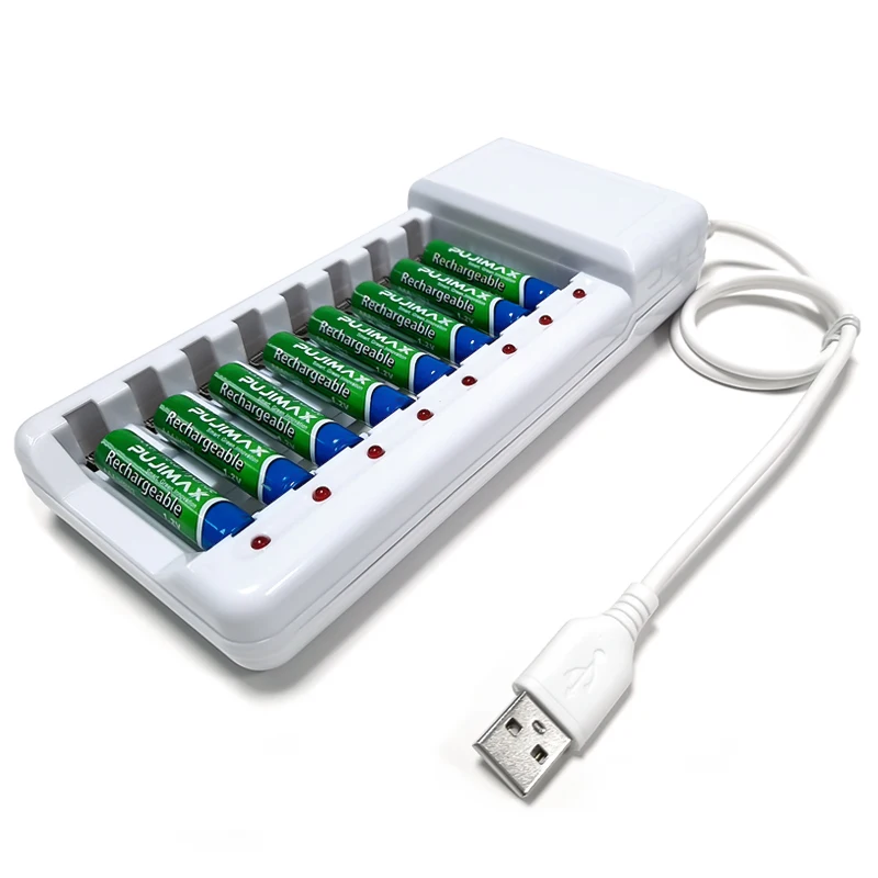 PUJIMAX Rechargeable Battery Charger USB Output 8 Slots Fast Charging Short Circuit Protection suitable for AAA/AA Battery Tools battery charger,fast charger,charger adapter,battery charger adapter
