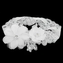 Шикарные кристаллы и Стразы ручной работы цветок кружевной свадебный для невесты подвязка с жемчугом
