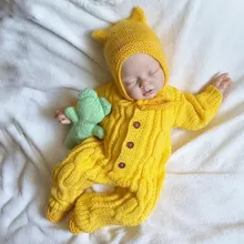 Милый свитер для новорожденных и маленьких девочек Вязаный комбинезон связанный крючком спортивный костюм с шапочками комплект из 1 предмета с длинными рукавами и круглым вырезом для детей от 0 до 18 месяцев