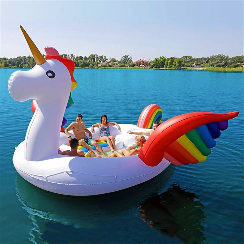 Inflatable Flamingo Pool Float Rainbow 