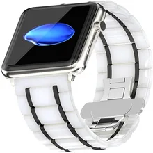 Керамический ремешок для часов Apple Watch 5 4 3 2 1 браслет из нержавеющей стали для iwatch 44 40 мм Аксессуары для часов 38 42 мм