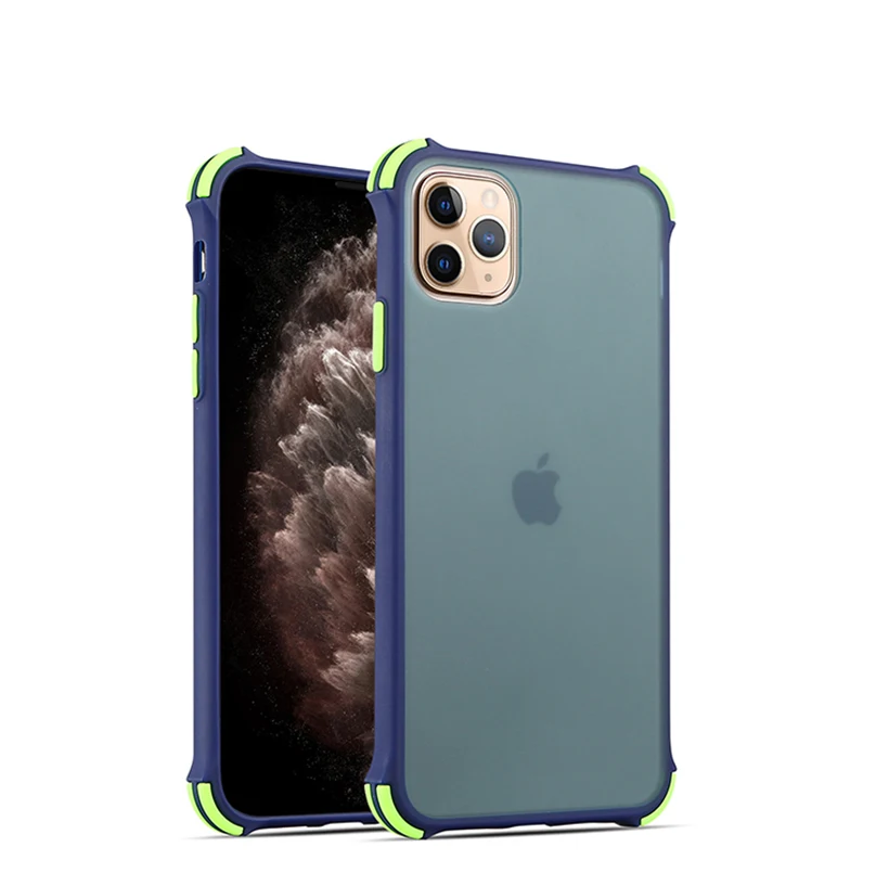 Матовый противоударный чехол для Iphone 11 Pro Xs Max X Xr, Жесткий ПК, прозрачный чехол на заднюю панель для Iphone 7, 8, 6s, 6 Plus, противоударный чехол - Цвет: Синий