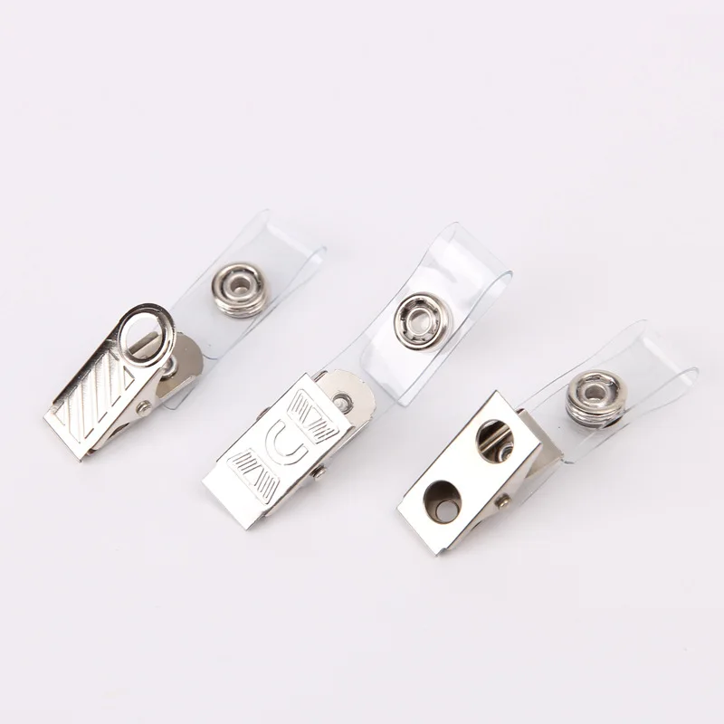 10pcs Metal Badge Clip Vinyl Strap Lanyard Alligator Hole Clamps Hanging ID Card Holder Accessories badge holder