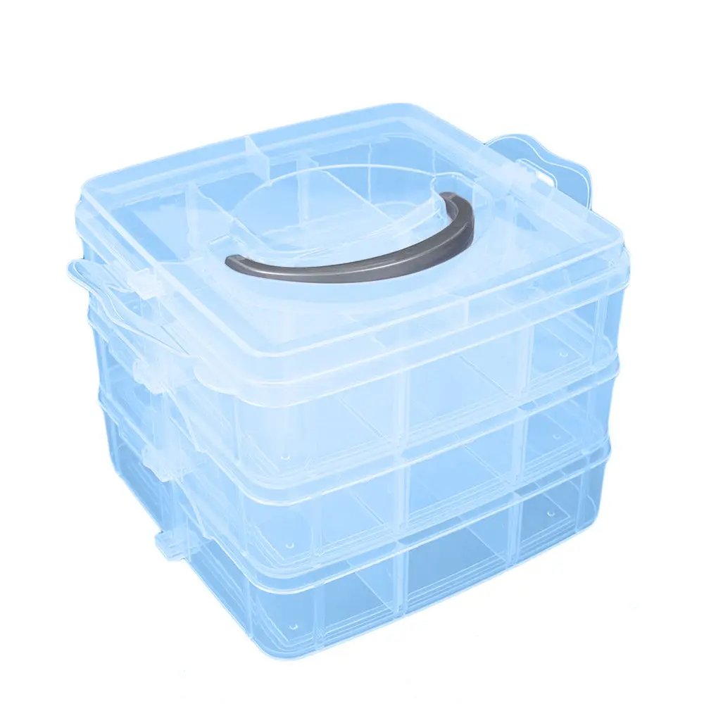 

3 Layer Plastic Clear Jewelry Bead Organizer Box Storage Container Case Craft Detachable Transparent Storage Box