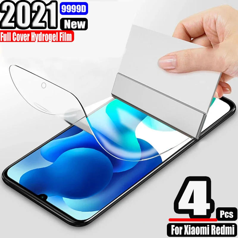 Гидрогелевая пленка 4 шт. Защита экрана для Xiaomi Redmi Note 10 9 Pro 8 7 5 Mi Lite 11 Ultra 9A 9C не