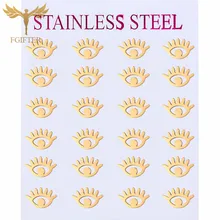 Трендовые серьги от сглаза, модные ювелирные изделия, 12 пар, Золотые серьги-гвоздики из нержавеющей стали для женщин и мужчин, ювелирные изделия