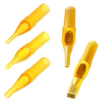 

50pcs Transparent Tattoo Tips Disposable Short Orange M13