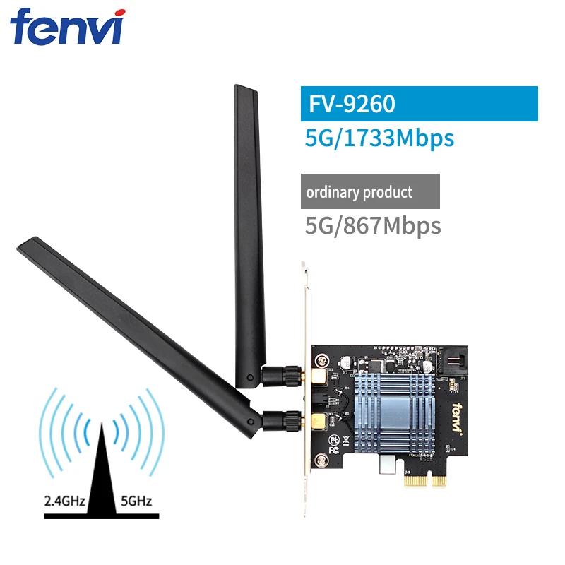 Настольный беспроводной PCI Express WiFi адаптер двухдиапазонный 1730 Мбит/с Bluetooth 5,0 MU-MIMO Windows 10 с Intel 9260 сетевая карта