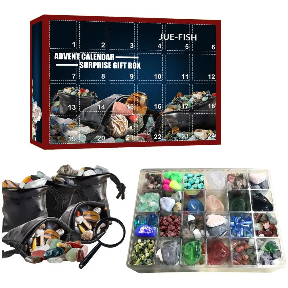 24 Grid Rock And Mineral Collection Christmas Decoration Science Gift Kids Navidad Natal Gifts Advent Calendar Collect Kit | Дом и сад