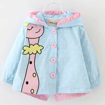 

2020 Brand Autumn Fashion baby girl coats Jackets Giraffe Pattern Baby Clothes Cartoon dots hooded Kids Outerwear