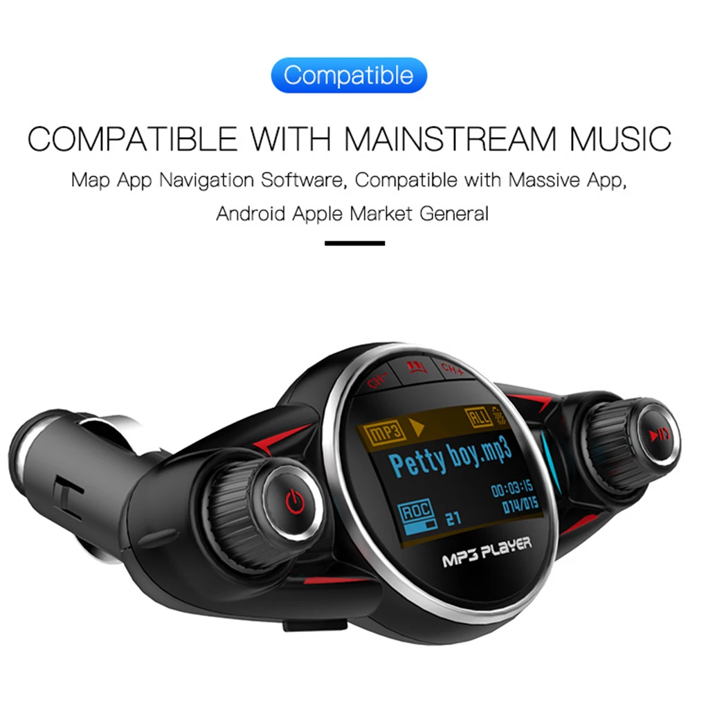 1,3 дюймовый светодиодный экран Автомобильный Bluetooth 4,0 fm-передатчик MP3 музыкальный плеер U диск/TF карта/USB зарядное устройство радио громкой связи