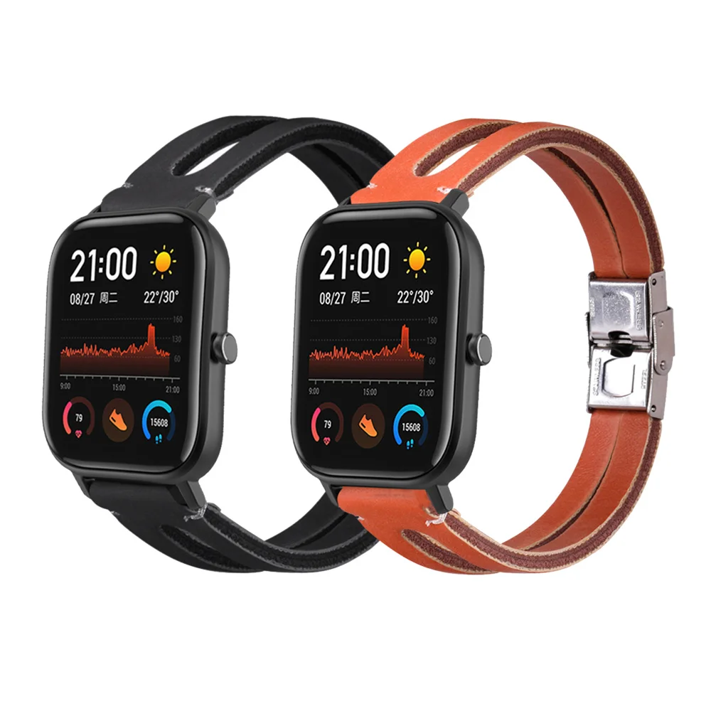 Браслет Запасной Кожаный для подключения часов Xiaomi Huami amazfit BiP Lite GTS GTR 42 мм 20 |
