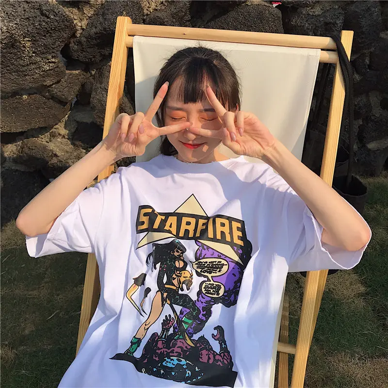 Goth Streetwear Short Sleeve Top Tee Female Kawaii y2k mujer gothic kpop футболка Harajuku bunny Print Black Crop Women T-shirts