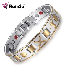 RainSo магнитный браслет из нержавеющей стали для женщин, модные ювелирные изделия из серебра и золота, цепочка с энергетическими элементами для здоровья