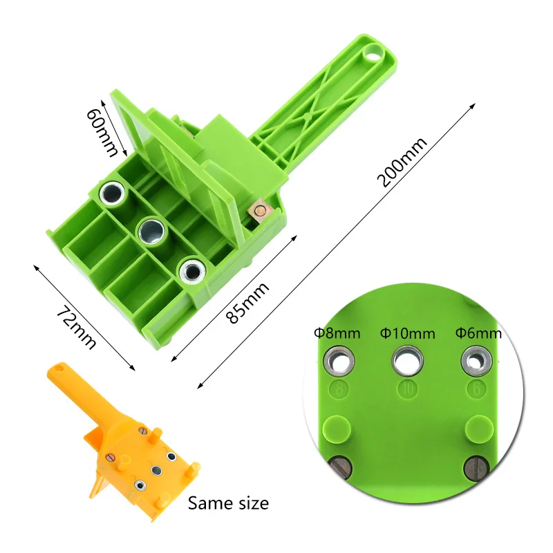 Дюбель джиг 6 8 10 мм Сгущает ABS карманное отверстие джиг ручной Регулируемый Сверлильный направляющий для сверления деревянных соединений