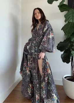 

2020 Fashion Women Long Sleeve Long Dress with Sash