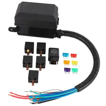 

12-Slot Fuse Relay Box 6 Relays 6 ATC/ATO Fuses Holder Block for Automotive and Marine Engine Bay Car Boat