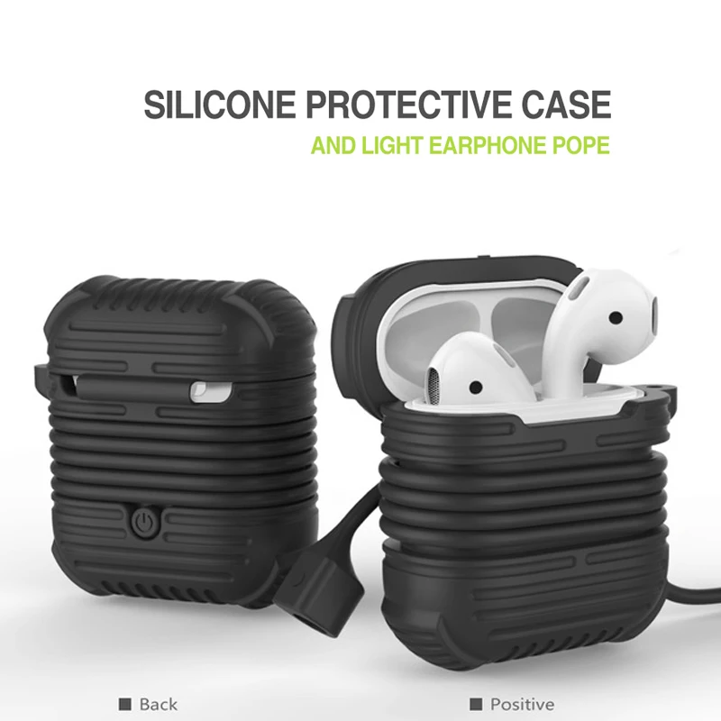 

For Air Pods Case PU Soft Silicone Headphones Protective Cover Shockproof For Airpods Case with Rope