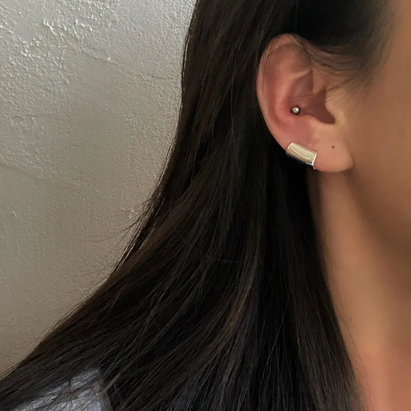 Silver Earrings Prevent Allergy 1 PCS Earrings Fashion Vintage Simple Design Smooth Geometric Party Jewelry Ear Clip