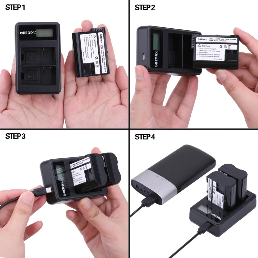 2000 мА/ч, EN-EL15 ENEL15 RU EL15a Камера Батарея+ USB ЖК-дисплей двойной Зарядное устройство для цифровых зеркальных фотокамер Nikon D600 D610 D800 D800E D810 D7000 D7100 D7200
