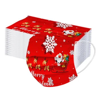 

50pcs Christmas Face Mask Adult Disposable Маска Cloth Breathable Printing Masque Dustproof Mouth Caps Face Shield Mask Маски