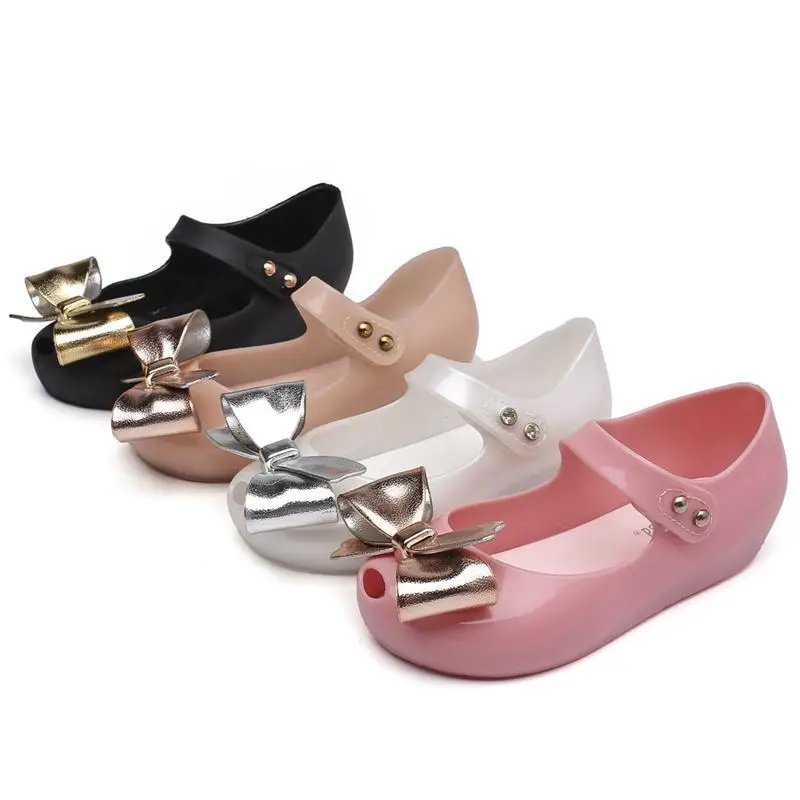 Детская летняя обувь; мини Melissa; Блестящие модные сандалии с бантом; детская обувь для девочек; красивая и чудовищная Розовая прозрачная обувь; SH0104