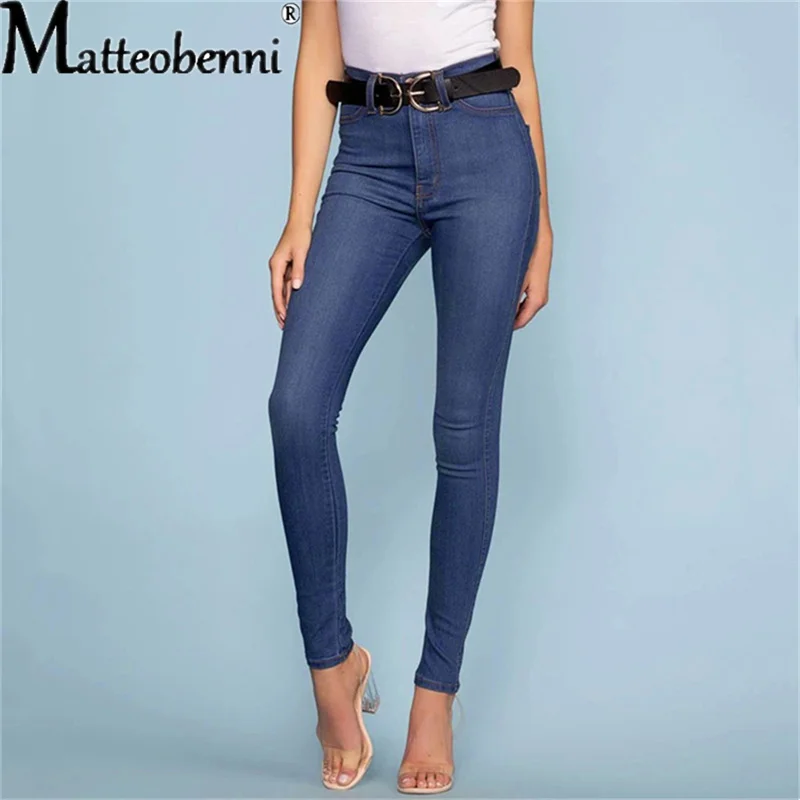 Moda donna tinta unita Jeans Skinny pantaloni con cerniera Casual collant a  vita alta Leggings Stretch Push Up Slim matita piedi pantaloni|Jeans| -  AliExpress