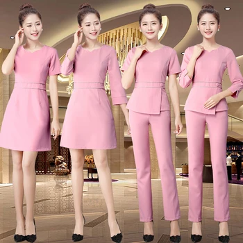 

2020 nurse uniform women hospital medical clothes sets scrubs beauty salon uniform spa massage female chinese style suit