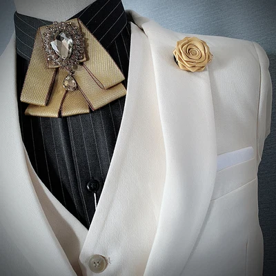 Free Shipping New male fashion Men's Wedding Groom Party Hosts Flower Collar flower Bow Tie pocket towel set 2 PCS SET - Цвет: set 32