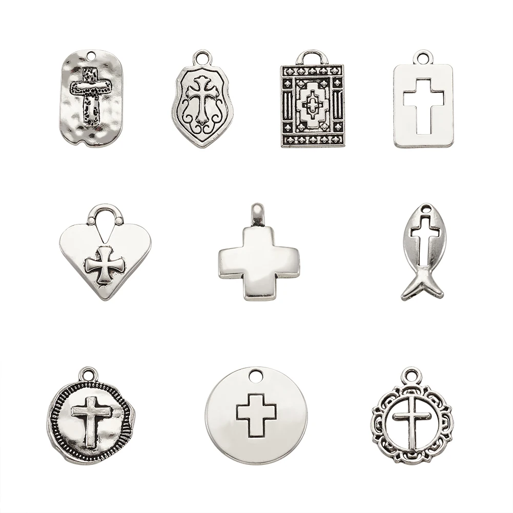 

PandaHall Tibetan Style Alloy Pendants, Mixed Shapes, Antique Silver, 60pcs/set