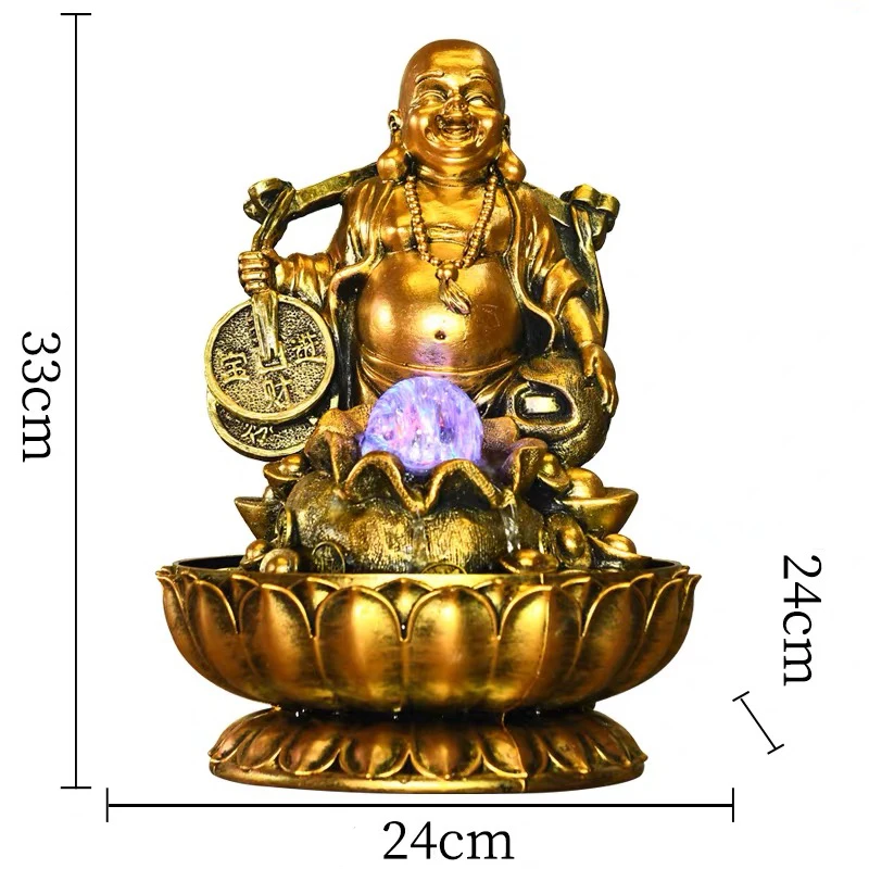 Офис настольный фонтан для воды гостиная фэн шуй увлажнитель орнамент Золотая статуэтка Будды Дракон водный пейзаж украшение дома - Цвет: B