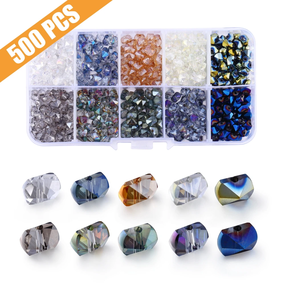 500 PCS 4mm*6m AB Retangle spacer faceted glass beads for women needlework Crystal Beaded in a Box necklace Bracelet Needle Art | Дом и сад