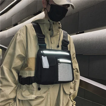 

Reflective Chest Bag for Men Multi-Function Street Style Women Vest Strap Hip-Hop Tooling Chest Utility Bag
