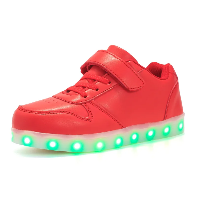 Светящиеся кроссовки для девочек кроссовки с подсветкой Детская светящаяся обувь светящиеся кроссовки светодиодные кроссовки с зарядкой zapatos de luces - Цвет: Красный