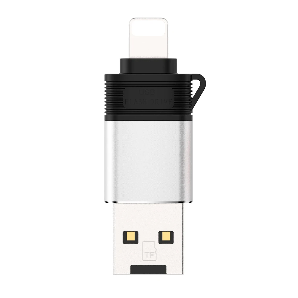 3 в 1 Micro USB 2,0 кард-ридер смарт SDHC/SDXC TF карта USB память micro sd usb адаптер для iPhone 6 6s 7 8 Plus 11 X XR XS Max - Цвет: Серебристый
